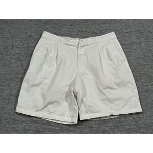 Lacoste Shorts Mens 46 White Pleated Front Classic Preppy Rear Button Pockets XL